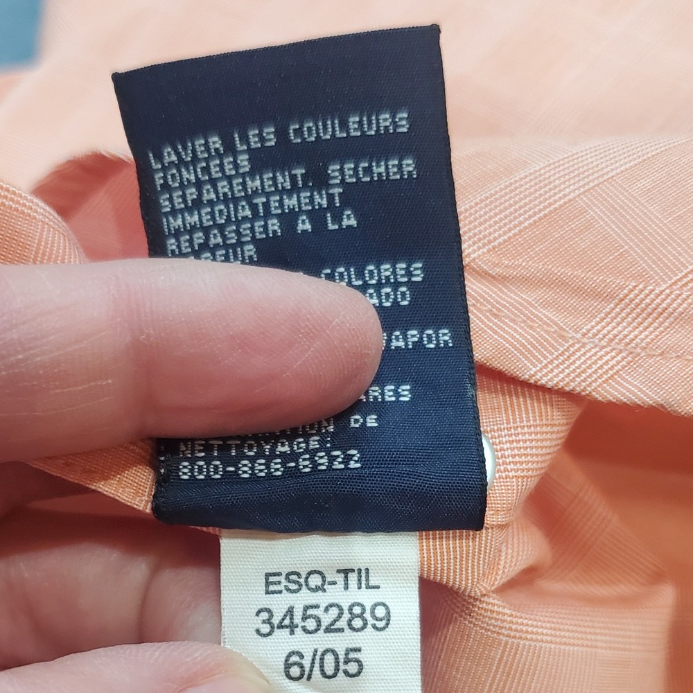 VTG Tommy Hilfiger Shirt Mens M Orange Salmon 80s 2-Ply Cotton Oxford Preppy - Picture 13 of 13